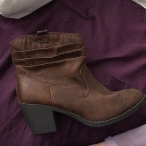 Brown Leather Ankle Booties-Never worn Before